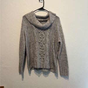 St. John's Bay Heather Gray Cowl Neck Bobble Sweater XL Knit Warm Soft Winter